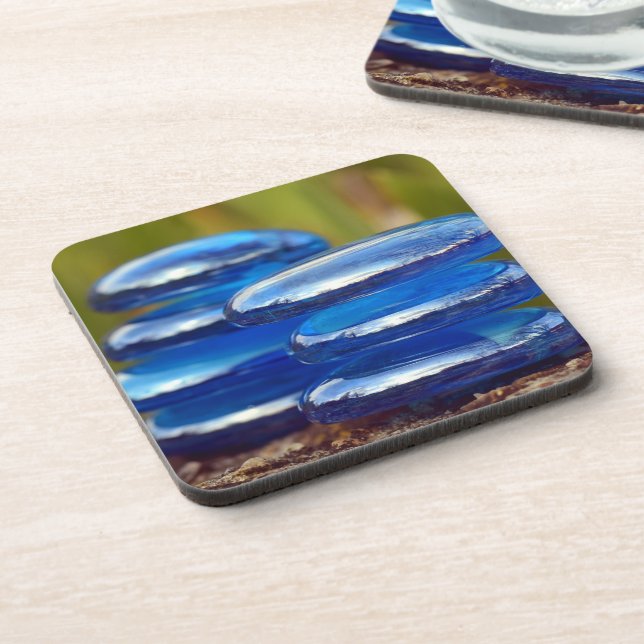 Yin Yang Zen Balance Blue Stones Beverage Coaster (Left Side)