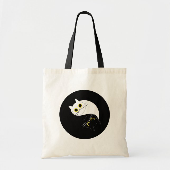 YIN YANG Zen Cat Reusable Tote Bag (Front)