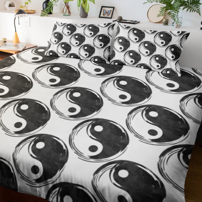 Yin Yang Zen Yoga Symbol Black White Pattern Duvet Cover (Creator Uploaded)