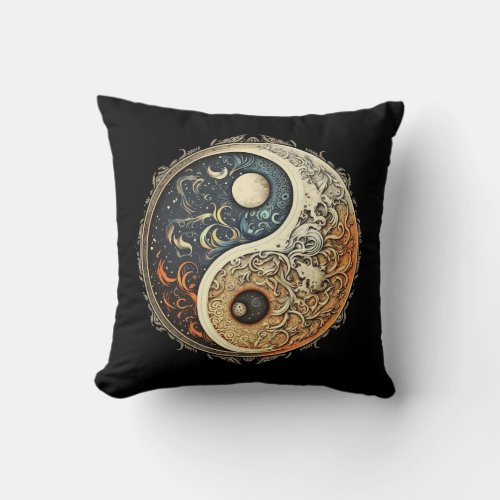 Yin  Yang zen yoga Throw Pillow