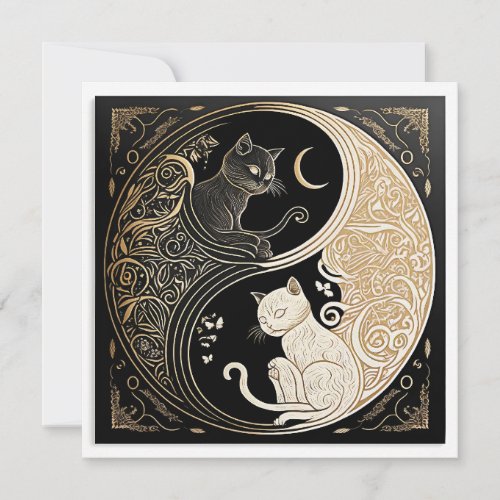 Ying and Yang Cats Card