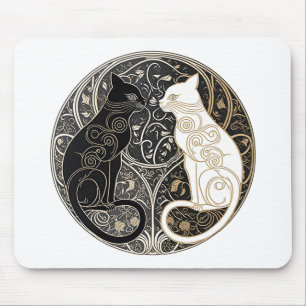 Ying and Yang Cats Mouse Pad