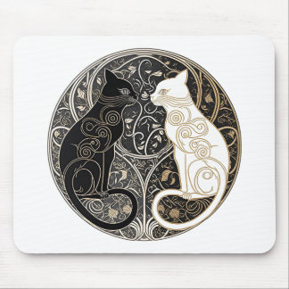Ying and Yang Cats Mouse Pad