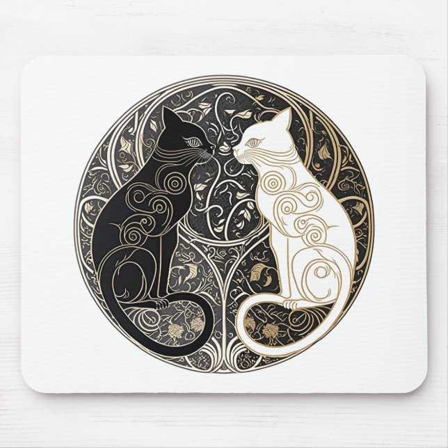 Ying and Yang Cats Mouse Pad (Front)