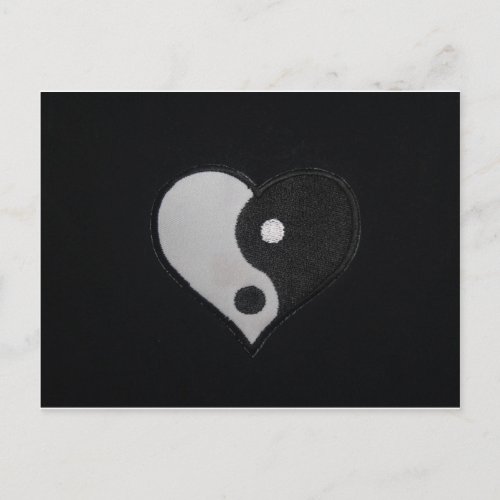 Ying Yang BW Heart Products Postcard