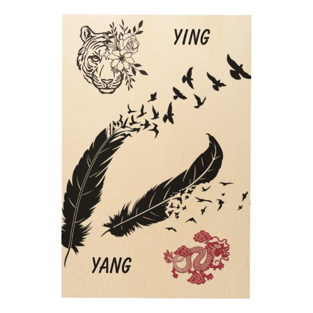 YING & YANG BALANCE ARTWORK WOOD WALL ART (Front)