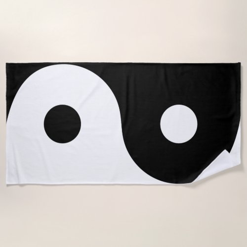 Ying Yang Black and White Beach Towel