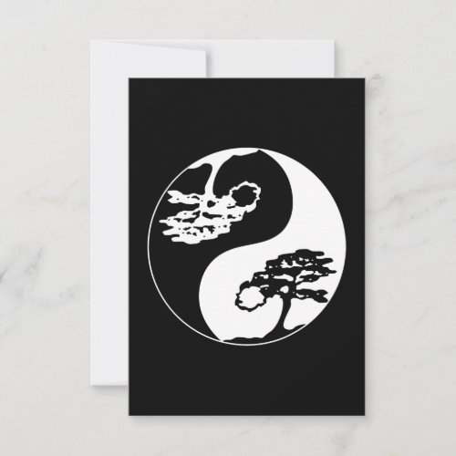 Ying Yang Bonsai Tree Philosophy  _ Light  Dark RSVP Card