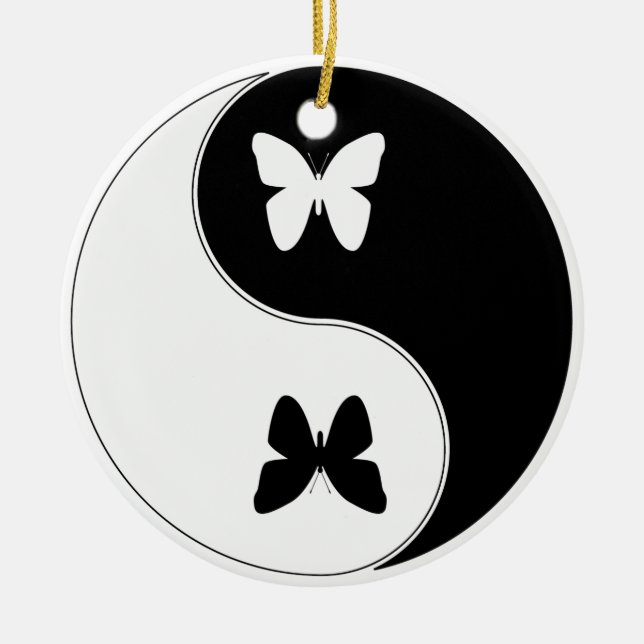 Ying Yang Butterfly Ceramic Ornament (Front)