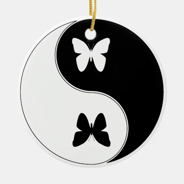 Ying Yang Butterfly Ceramic Ornament | Zazzle