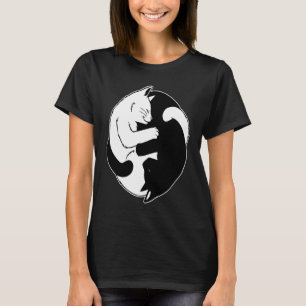 Ying Yang Cat Men Women T-Shirt
