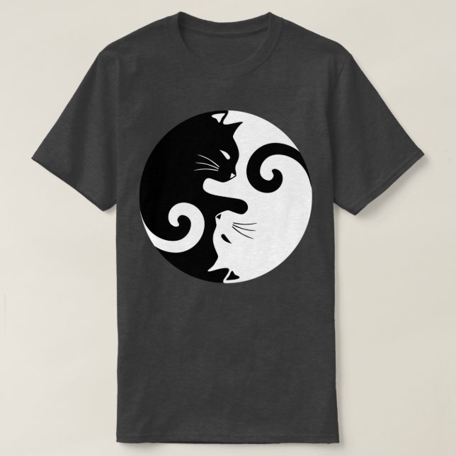 Ying Yang Cats  Black  White  T-Shirt (Design Front)