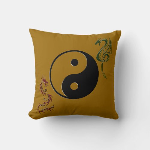 Ying Yang Chinese Dragon Pillow