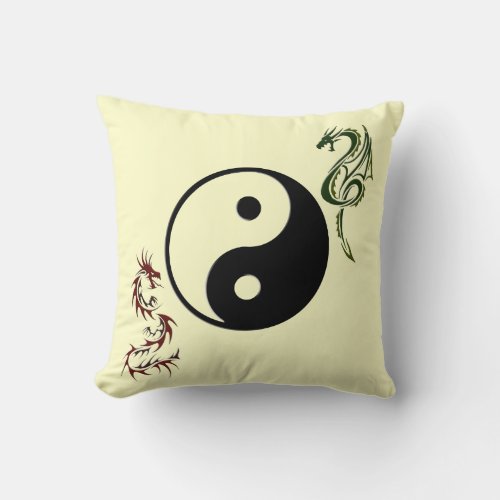 Ying Yang Chinese Dragon Pillow