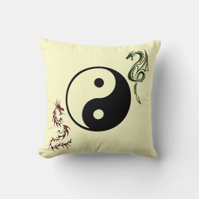 Ying Yang Chinese Dragon Pillow (Front)