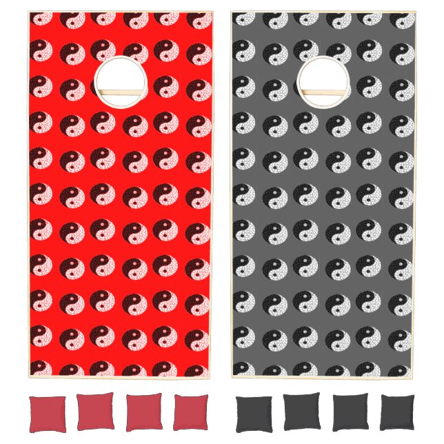Ying yang circles pattern cornhole set (Set)