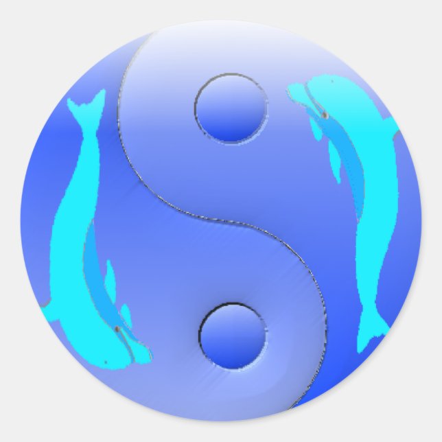Ying-Yang Dolphin Classic Round Sticker (Front)