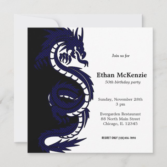 Ying Yang Dragon Birthday theme Invitation (Front)