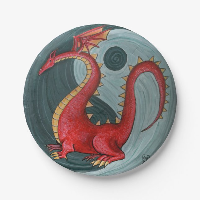 Ying-Yang Dragon Paper Plates (Front)