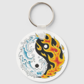 ying yang flame water keychain