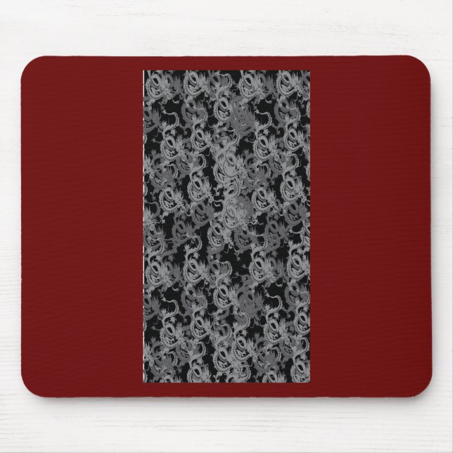Ying Yang Gray Dragons Mouse Pad (Front)