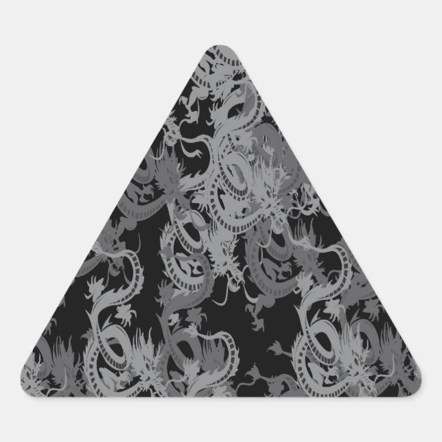 Ying Yang Gray Dragons Triangle Sticker (Front)