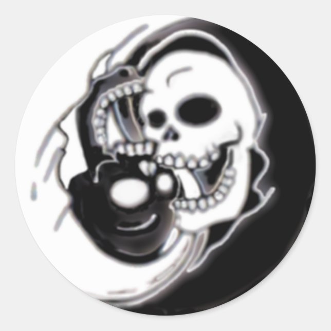 Ying Yang Grim Reaper Classic Round Sticker (Front)