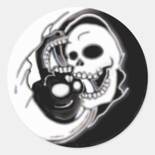 Ying Yang Grim Reaper Classic Round Sticker