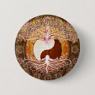 Ying Yang Heart Tree of Life Button