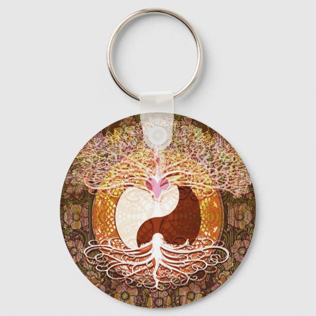 Ying Yang Heart Tree of Life Keychain (Front)