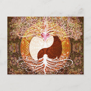Ying Yang Heart Tree of Life Postcard