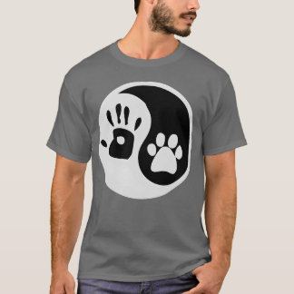 ying yang human hand dog paw friend retro T-Shirt