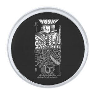 Ying Yang King Silver Finish Lapel Pin