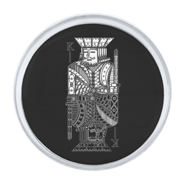 Ying Yang King Silver Finish Lapel Pin (Front)