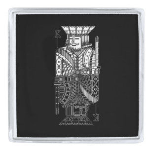 Ying Yang King Silver Finish Lapel Pin