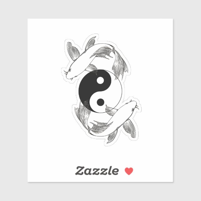 Ying Yang Koi fish Sticker (Sheet)