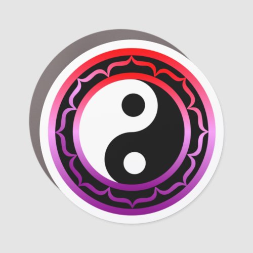 Ying yang lotus design  yin and yang symbol  car magnet