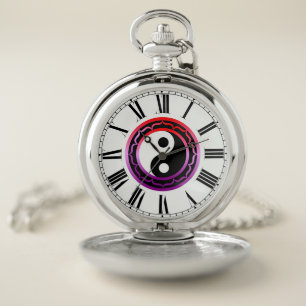Ying yang lotus design ( yin and yang symbol) pocket watch