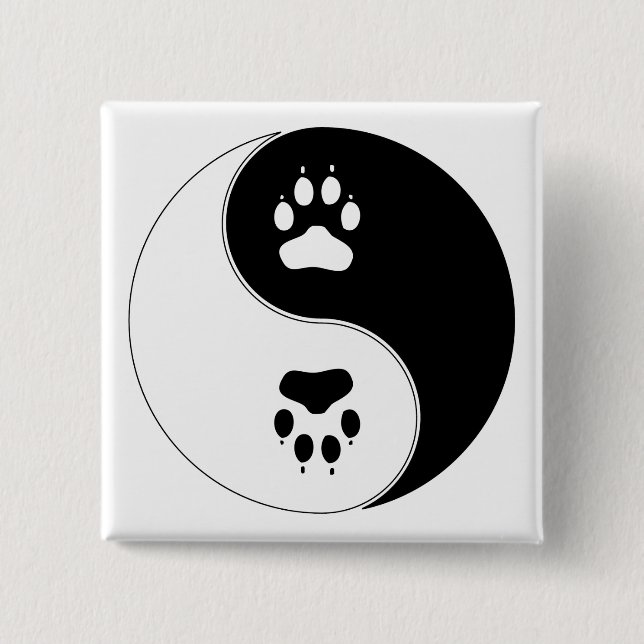 Ying Yang Paw Print Button (Front)