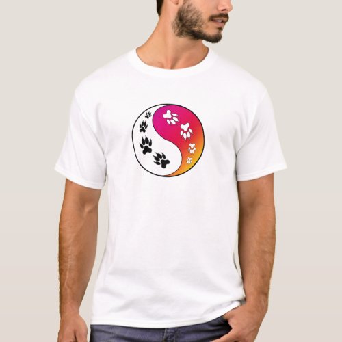 Ying Yang Paw Print Cat Dog T_Shirt