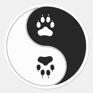 Ying Yang Paw Print Classic Round Sticker
