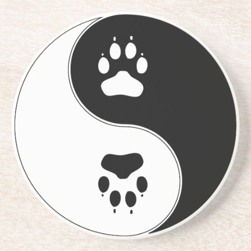 Ying Yang Paw Print Drink Coaster