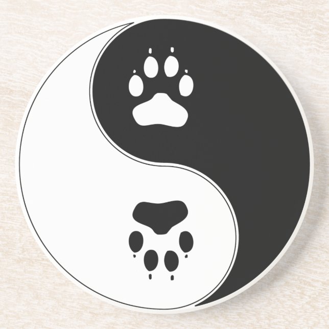 Ying Yang Paw Print Drink Coaster (Front)