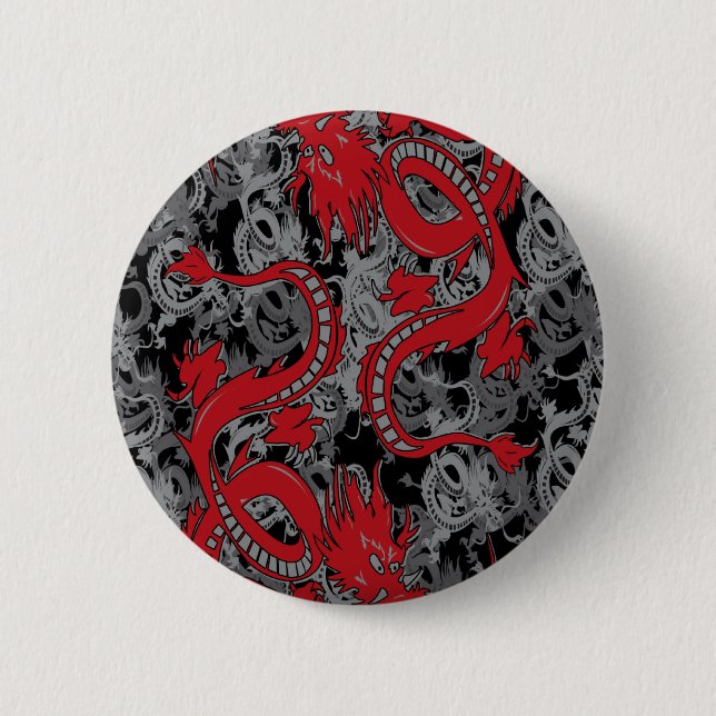 Ying Yang Red Dragons Button (Front)