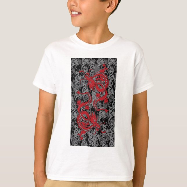 Ying Yang Red Dragons T-Shirt (Front)