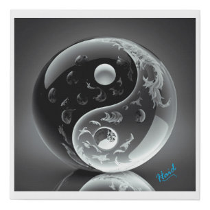Ying Yang Shaped Crystal Ball-Gen AI Faux Canvas Print