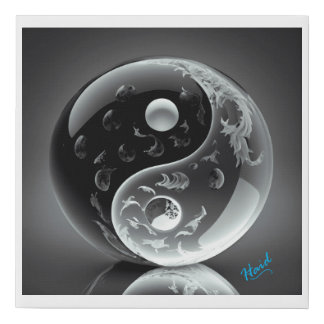 Ying Yang Shaped Crystal Ball-Gen AI Faux Canvas Print
