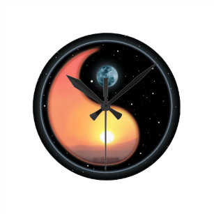 Ying Yang Sunset Round Clock