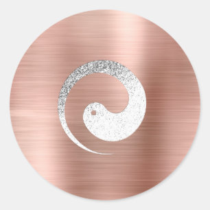 Ying Yang Symbol Balance Blush Gray Pace Spiritual Classic Round Sticker