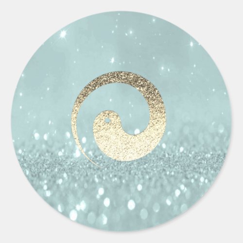 Ying Yang Symbol Balance Teal Gold Pace Logo Classic Round Sticker